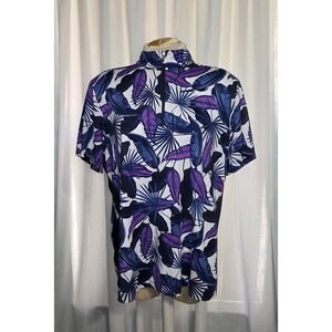 Tail White Label XXL Women Purple Blue Tropical Palm Quarter Zip Golf Tennis Top